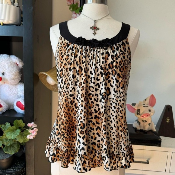 Black Brown Leopard Print top - Picture 7 of 7